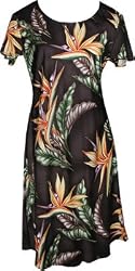 Bird of Paradise #2 Print Hawaiian Aloha Cap Sleeve Short Tank Dress