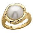 14K Yellow Gold Mabe White Cultured Pearl Ring