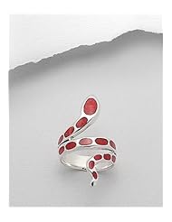 Red Resin Snake Reconstructed stones Ring In 92.5 Sterling Silver