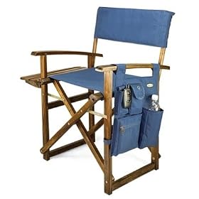 Chair Director Folds w  Table and Pockets - Vista Blue - by Picnic Time from Folding Picnic Tables