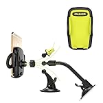 【3in１セット車載ホルダー】Omaker（オーメイカー）アイコンとダッシュボードとフロントガラスに取り付けスマホホルダー 元気な明るい黄色（ブラック+キイイロ）OMA4110