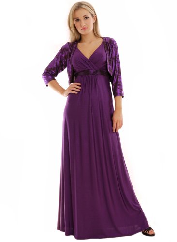Long Summer Party Holiday Maxi Dress Empire Style Deep Purple UK Sizes ...