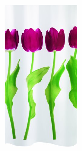 Spirella 1014423 Tulipa Duschvorhang 180 x 200 cm dark pink