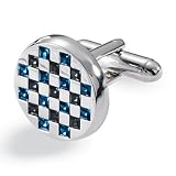 Crystal Checkerboard Round Cufflinks