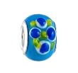Pandora Style Charm Bead (Z436) - Glass (14mm x 10mm) (fits Troll too) ~ Light Blue with Blue and White Flowers