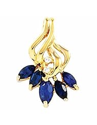 18K Yellow Gold Sapphire and Diamond Pendant -- LIFETIME WARRANTY
