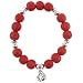 Carved Red Bead and Sterling Silver Buddha Bracelet
