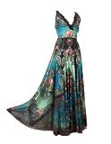 Michal Negrin Empire Dress made of Printed Chiffon Lycra with Swarovski Crystals, Lace Trim and Flower Print