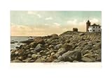 Lighthouse, Watch Hill, Rhode Island Art Poster Print, 17x11