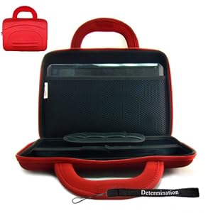 Kroo Red Cube Case Carrying Bag Sleeve for Acer Aspire One AOD250 AOD150 Black Blue 8.9 inch 10.1 inch Netbook Case + Determination Hand Strap