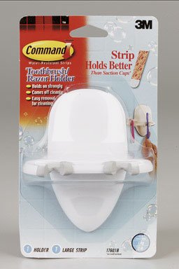 3M Command 17601B Toothbrush/Razor Holder with Water-Resistant Strips