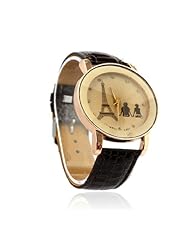 ABC 1pcs Fashion Womens Ladies Diamond Analog Eiffel Tower Quartz Wrist Watch Lovers , Brown