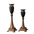 Set of 2 Shiraz Candleholders- Black/ Goldtone