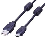 ELECOM フェライトコア付USB2ケーブル USB(A)オス-USB(miniB)オス 1.0m ブラック USB-M51BK