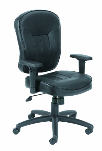 Boss Leather Adjustable Task Chair With Adjustable Arms, Black