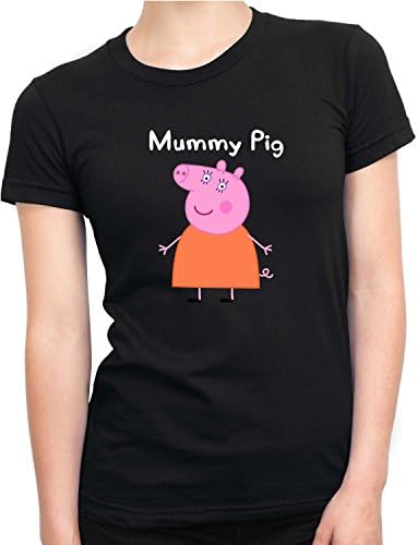 Mummy Pig Women T Shirt Black Medium