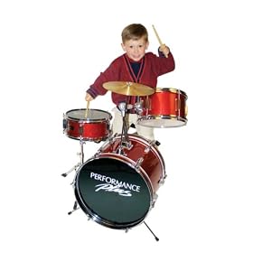 Performance Plus 3 Piece Jr. Childs Drum Set (Red) and Free All Together Now CD by