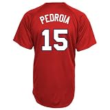 MLB Boston Red Sox Dustin Pedroia Adult Short-Sleeved Full Button Down Synthetic Replica Batting Practice Jersey, XX-Large