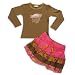Mish - Toddler Girls Long Sleeve Skirt Set, Brown, Raspberry (Size 3)