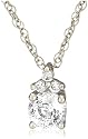 Platinum Overlay Sterling Silver "100 Facets Collection" Round Cubic Zirconia Pendant w/ Three-Stone Cubic Zirconia Accent