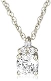 Platinum Overlay Sterling Silver 100 Facets Collection Round Cubic Zirconia Pendant w/ Three-Stone Cubic Zirconia Accent