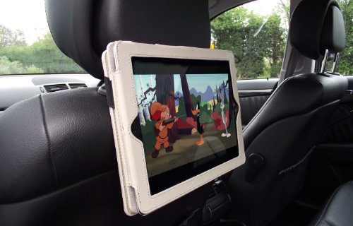 Vierra IVORY Dual In-Car Headrest Holder & Flip Case Cover for Apple iPad 2