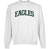 NCAA Eastern Michigan Eagles White Arch Applique Crew Neck Fleece Sweatshirt