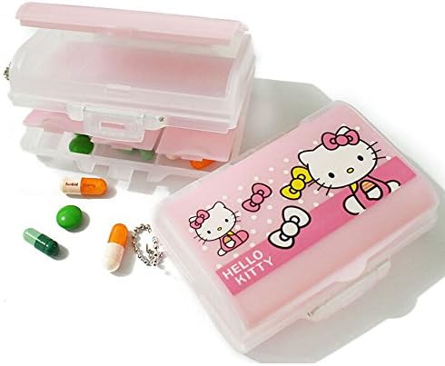 Cute Practical Hello Kitty Plastic Portable Small Medicine Box Lidded Storage Box Pink 2 PCS Cheaper Price