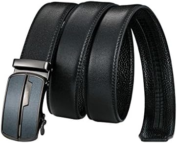 Mamck Men's Belt Ratchet Slide Holeless Automatic Buckle Leather Belt (black2)
