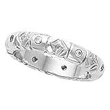 14K White Gold Hand-Engraved Diamond Wedding/Anniversary Band - Size 7