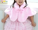 Candykids 子供ケープ 子供 ドレス ポンチョ ボレロ 白 ホワイト リボン 子供ケープ 子供ドレス ポンチョ ボレロ 白 ホワイト ピンク (140cm, ピンク)