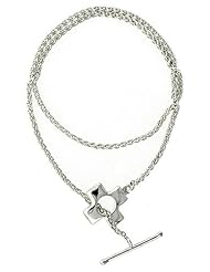 Sterling Silver Necklace with Cross Toggle Clasp 17"
