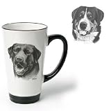 Porcelain Funnel Cup with Greater Swiss Mountain Dog (6 inch, Black and white)