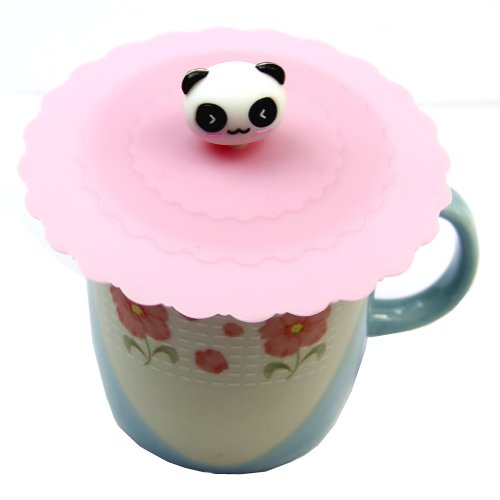Estone Cute Anti-dust Silicone Glass Cup Cover Coffee Mug Suction Seal Lid Cap Cartoon (Panda)