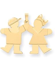 14k Solid Engravable Boy on Left & Girl on Right Charm