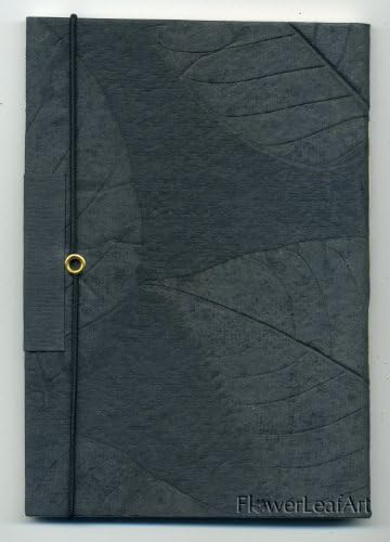 Black Handmade Notebook; Real Leaf Imprints on Handmade Paper; Small Blank Sketchbook Notebook Diary Journal: Mothers Day Birthday Holiday Gift
