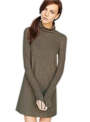 Spring Fall Winter Short Polyester/Knit Turtleneck Long Sleeves  Dress