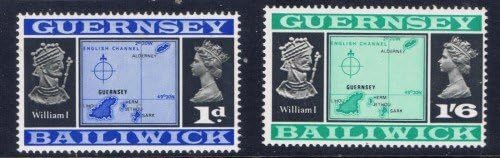 Guernsey (Great Britain Issues) - Scott #28 and 29 (28-9) - Complete Set of Two Stamps - Redrawn Maps - From 1970 - Collectible Postage Stamps