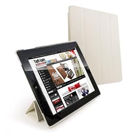 "Smart-er" �tui Tuff-Luv pour iPad 2 d'appearance en cuir blanc avec caract�ristique d'immobilisme "Stasis"