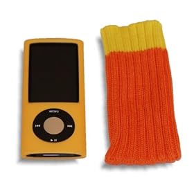 New 5th Generation Orange Silicone Case with Screen Protector & Orange Sock for Apple iPod Nano 5G with Camera 8GB & 16GB (Sep 2009)