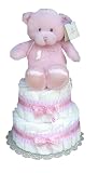 2 Tier - My First Teddy Baby Shower Diaper Cake (2 Tier, Pink)