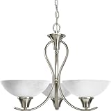 Progress Lighting P4064-09 3-Light Chandelier with Oval Tubing and Etched Watermark Glass, Brushed Nickel