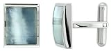 Stainless Steel Rectangular Shape Cufflinks w/ Natural Mother of Pearl Inlay, 5/8 in. X 1/2 in.