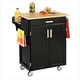 Wood top on black cabinet by Home Styles - Black (9001-0041)