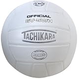 Tachikara SV5WH NFHS Approved Interscholastic Play Top Grade Leather Volleyball (White)