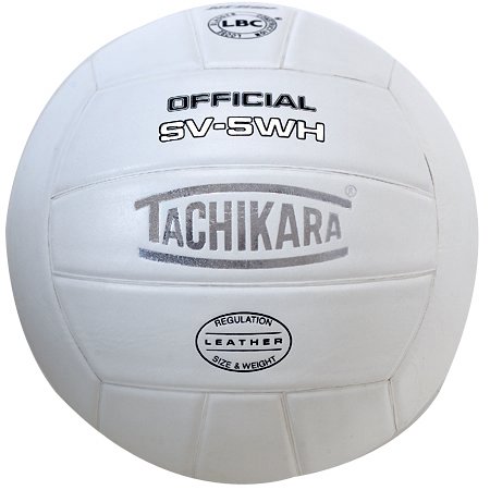Tachikara SV5WH NFHS Approved Interscholastic Play Top Grade Leather Volleyball (White)
