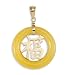 Solid 14k Gold Round Good Luck Yellow Jade Pendant