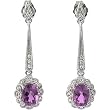 14K White Gold Amethyst and Diamond Earrings