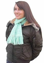 Handmade Winter Alpaca Natural Fiber Scarf - Ocean Mint (Fringes) [Apparel]