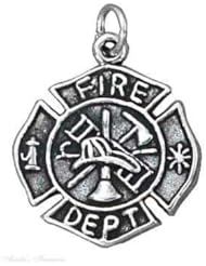 Sterling Silver Firefighters Firemans Medal Charm